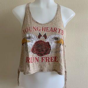 Forever 21 Tank Top beige w/ white braided strap S